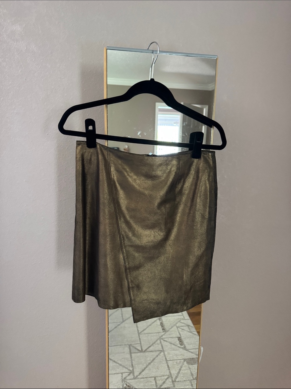 Metallic Bronze leather mini skirt